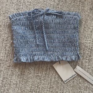 Reformation Textured Blue Crop Top
